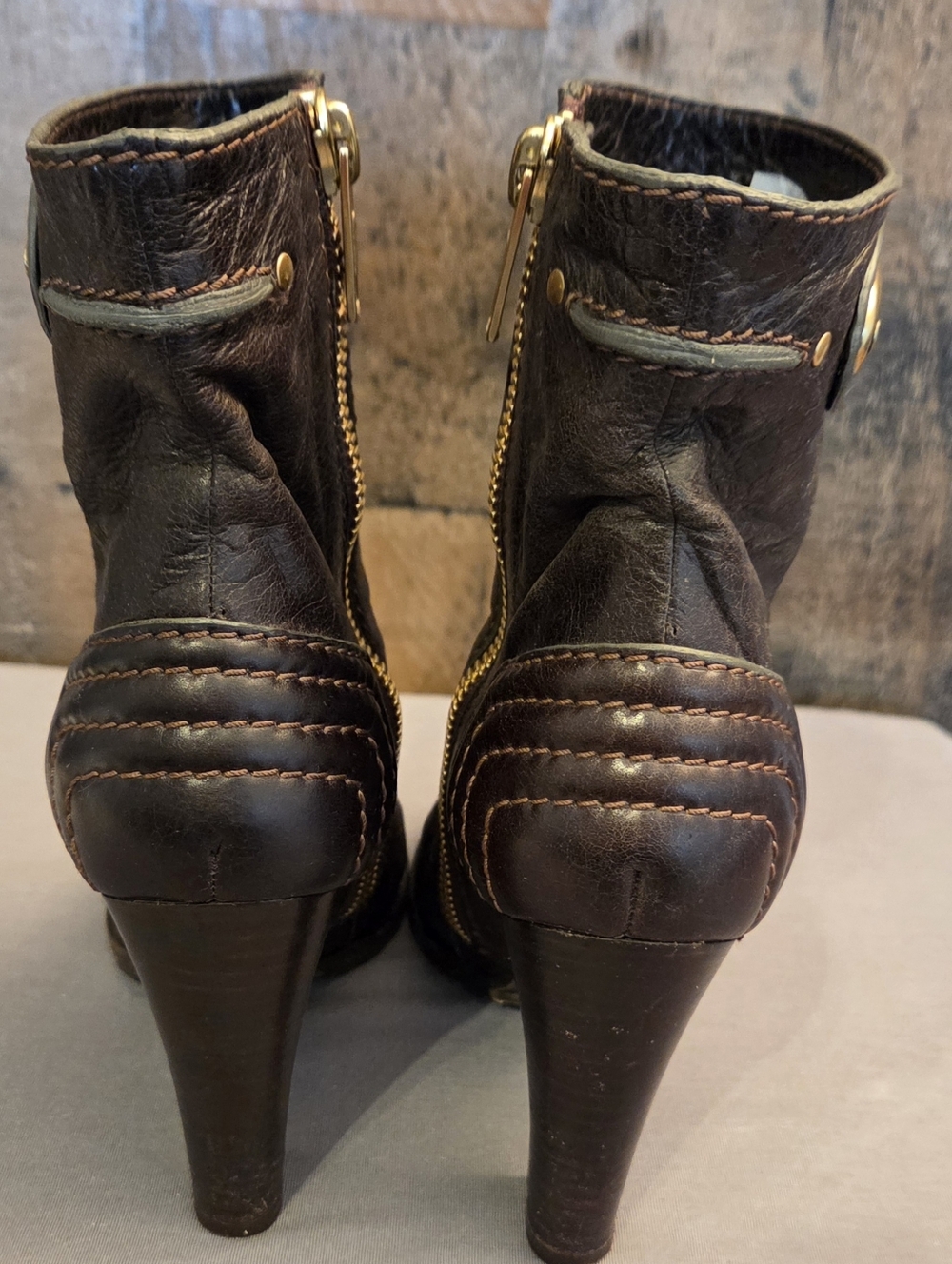 Chloe Tania Brown Leather Ankle Boots Size 7.5 - Picture 4 of 9